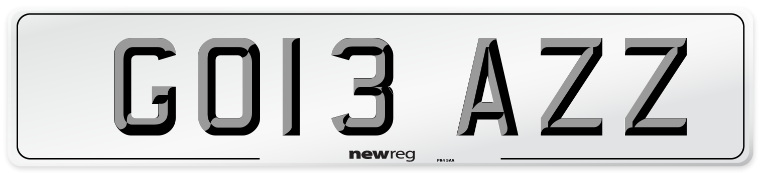 GO13 AZZ Number Plate from New Reg